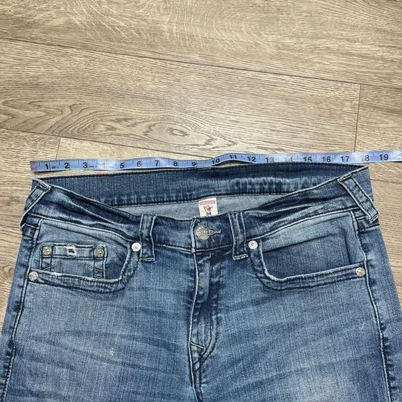 True Religion Mens Jeans Distressed Size 34 Slim Fit 27" Inseam - Picture 11 of 14
